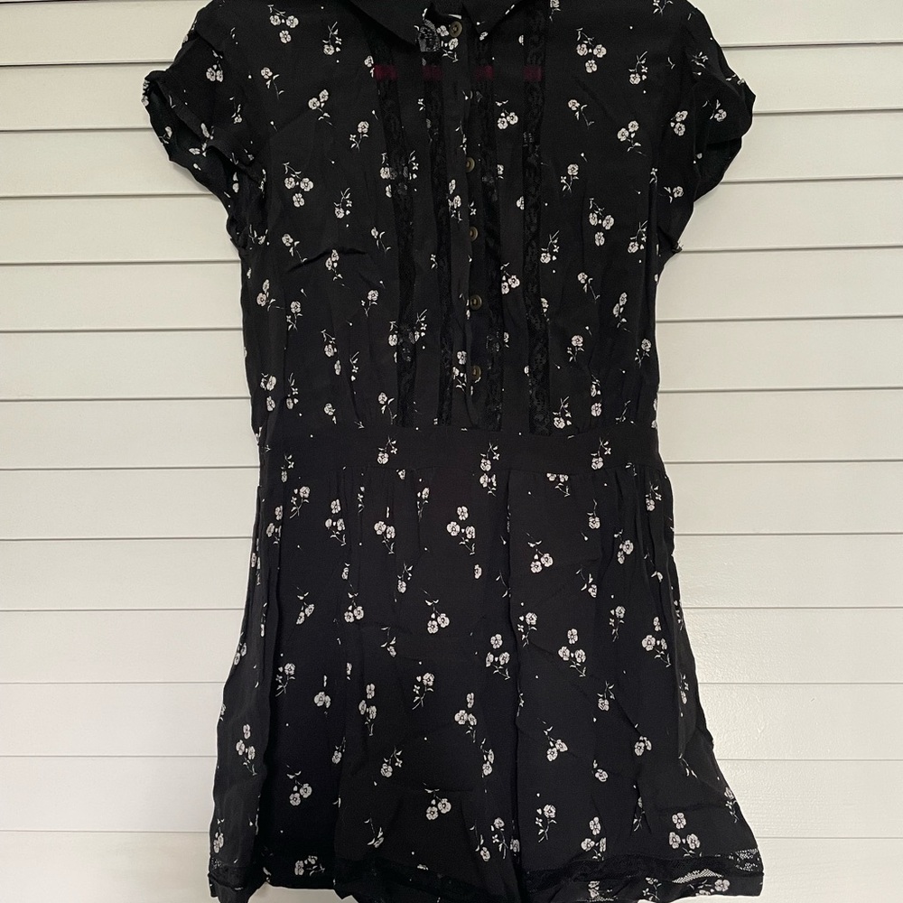 Cooperative Black Floral Short Sleeve Romper